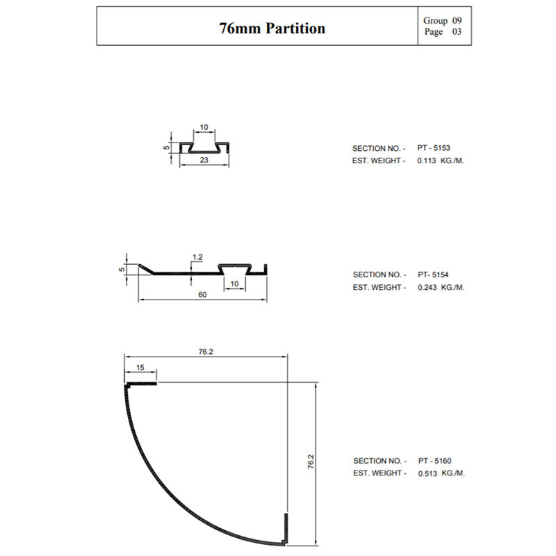 76mm Partition